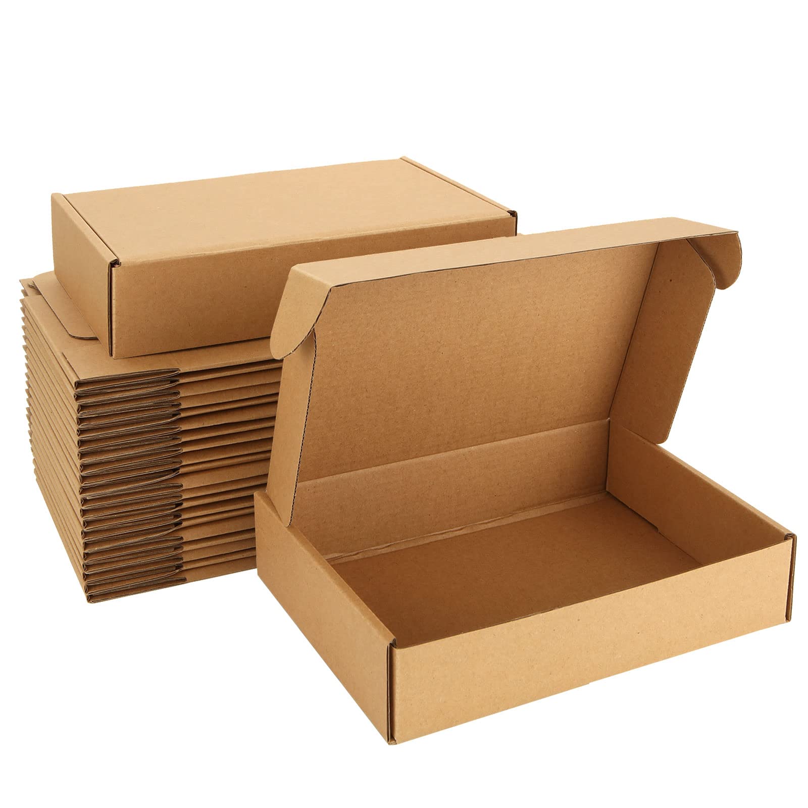 JMIATRY 30 Pack Shipping Boxes, 23x15.5x5cm (9x6x2 inches) Small Cardboard Gift Boxes, Corrugated Cardboard Postal Boxes for Packing, Brown