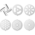 6 Piece Stainless Steel Meat Grinder Plate Discs Blades for Mixer and Chopper Attachment，Applicable 7-word outlets（Center Hole 7mm）