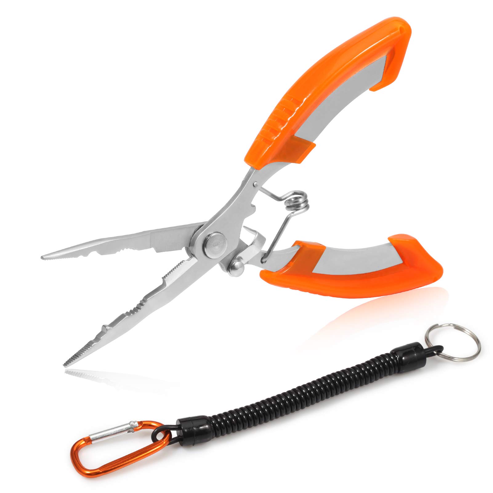 SPEEDWOX Fishing Pliers Long Nose Fish Hook Remover Pliers Fishing Pliers Scissors Fishing Needle Nose Pliers Fishing Multitool Pliers with Anti-Lose Fishing Lanyard Rope