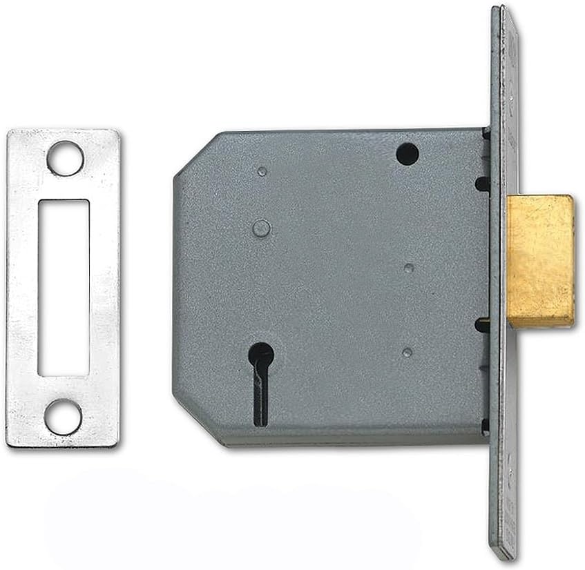 Union Locks 2177 3 Lever Mortice Deadlock 77.5mm - Satin Chrome (Boxed), Multi