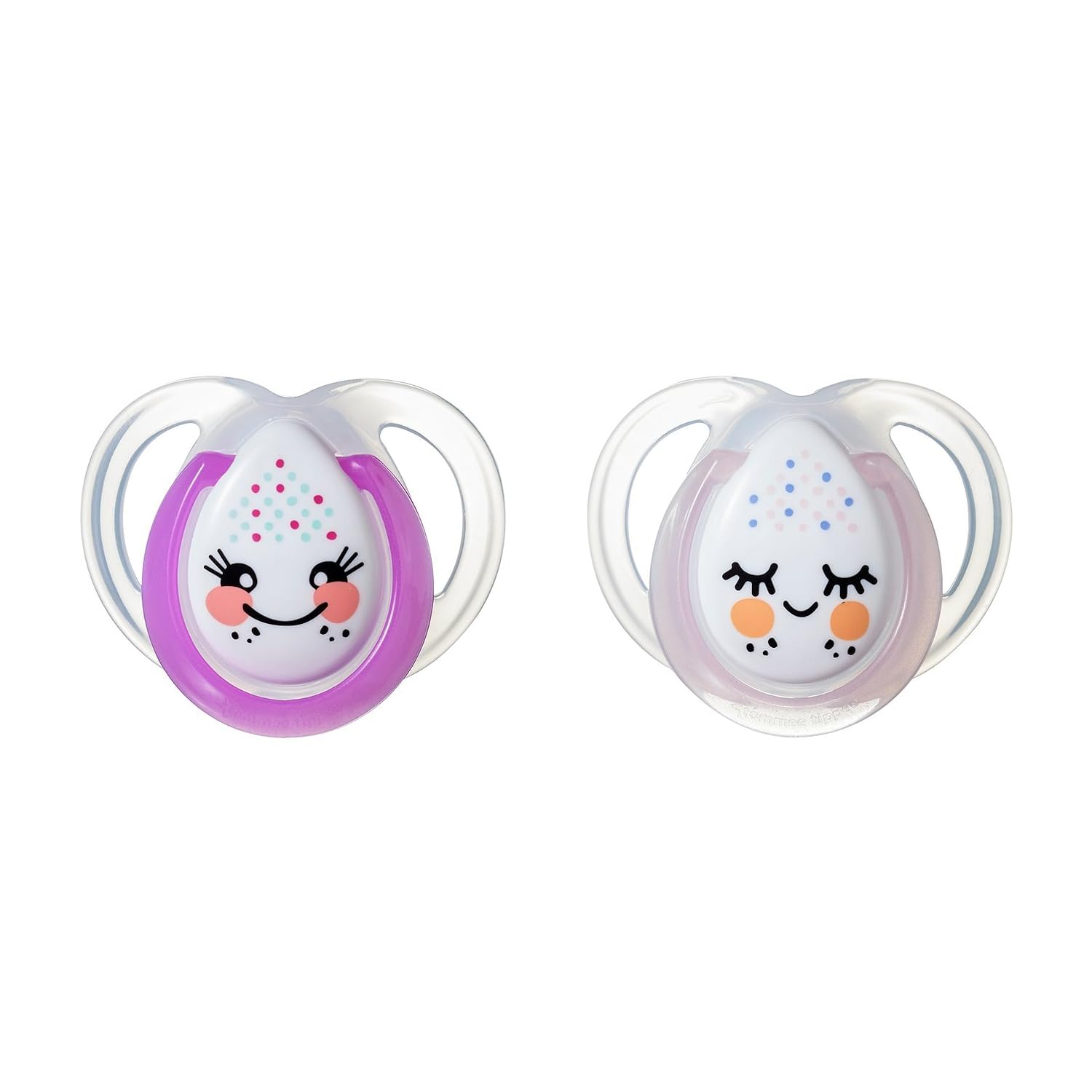 Tommee Tippee Closer to Nature Night Time Newborn Baby Pacifier, 0-6 Months - Girl, 4 Pack