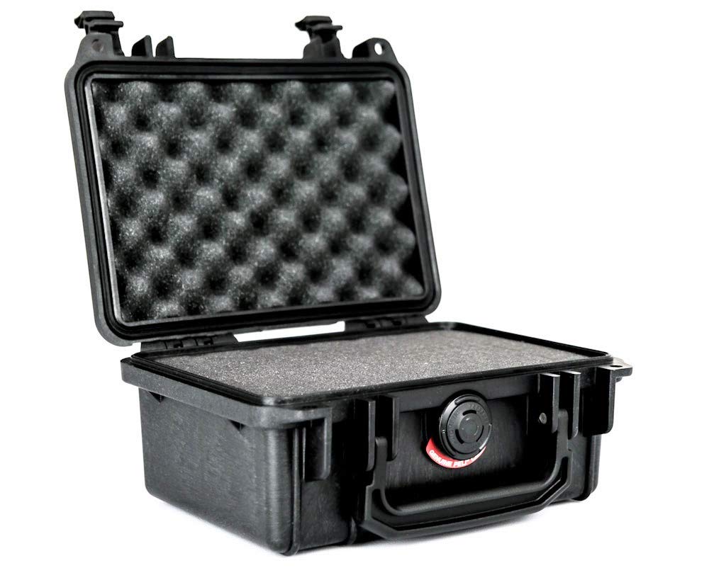 PELI 1120 Watertight Hard Camera Case, IP67 Watertight and Dustproof, 5L Capacity, Made in US, With Customisable Foam Inlay, Black