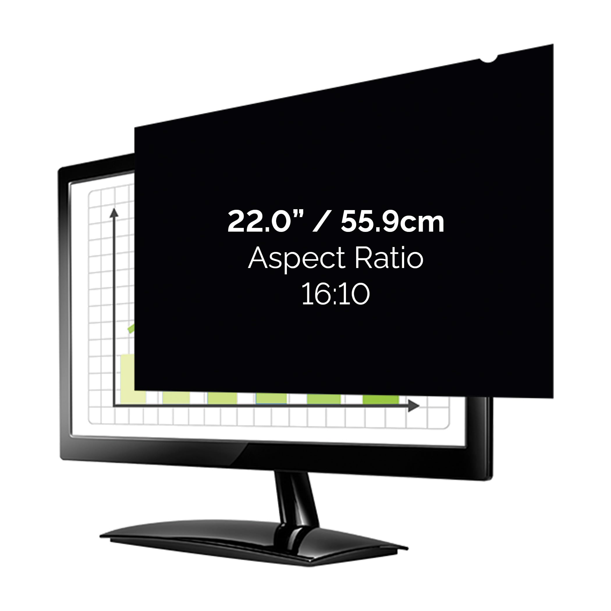 Fellowes PrivaScreen Black Out Privacy Filter Anti Glare Screen Protector for Monitor 22.0" Inches (16:10 Aspect Ratio) 476 x 298mm - Easy Attach & Removal with Quick Reveal Tabs