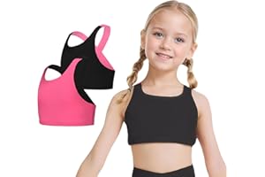 SEAUR 2 Pack Girls Basic Dance Crop Tank Top Wide Shoulder Straps Cross Back Athletic Sports Yoga Tank Tops Camis Activewear