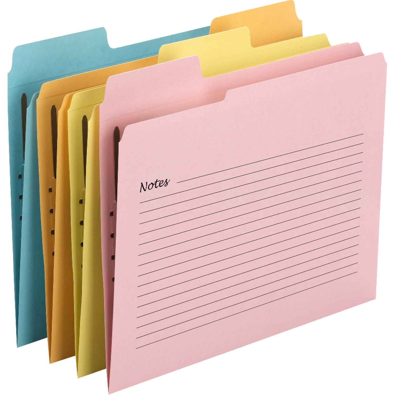 Smead SuperTab Notes Folder, One Fastener, Oversized 1/3-Cut Tab, Guide Height, Letter Size, Assorted Colors, 24 per Pack (11974)