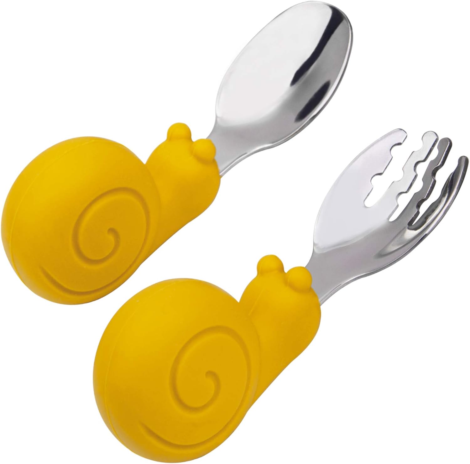 Baby Fork and Spoon Set, Easy Grip for Baby, Toddler, Children, Silicone and Stainless Steel