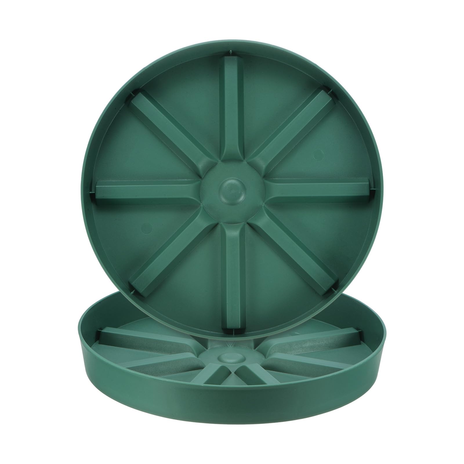 M METERXITY 2-Pack Plant Saucer, 12 Inch Flower Pot Saucers, Thicker Anti-Rot Root Plastic Plant Saucer for Indoor/Outdoor Potted Plant/Plant Water Catcher Tray [Green]