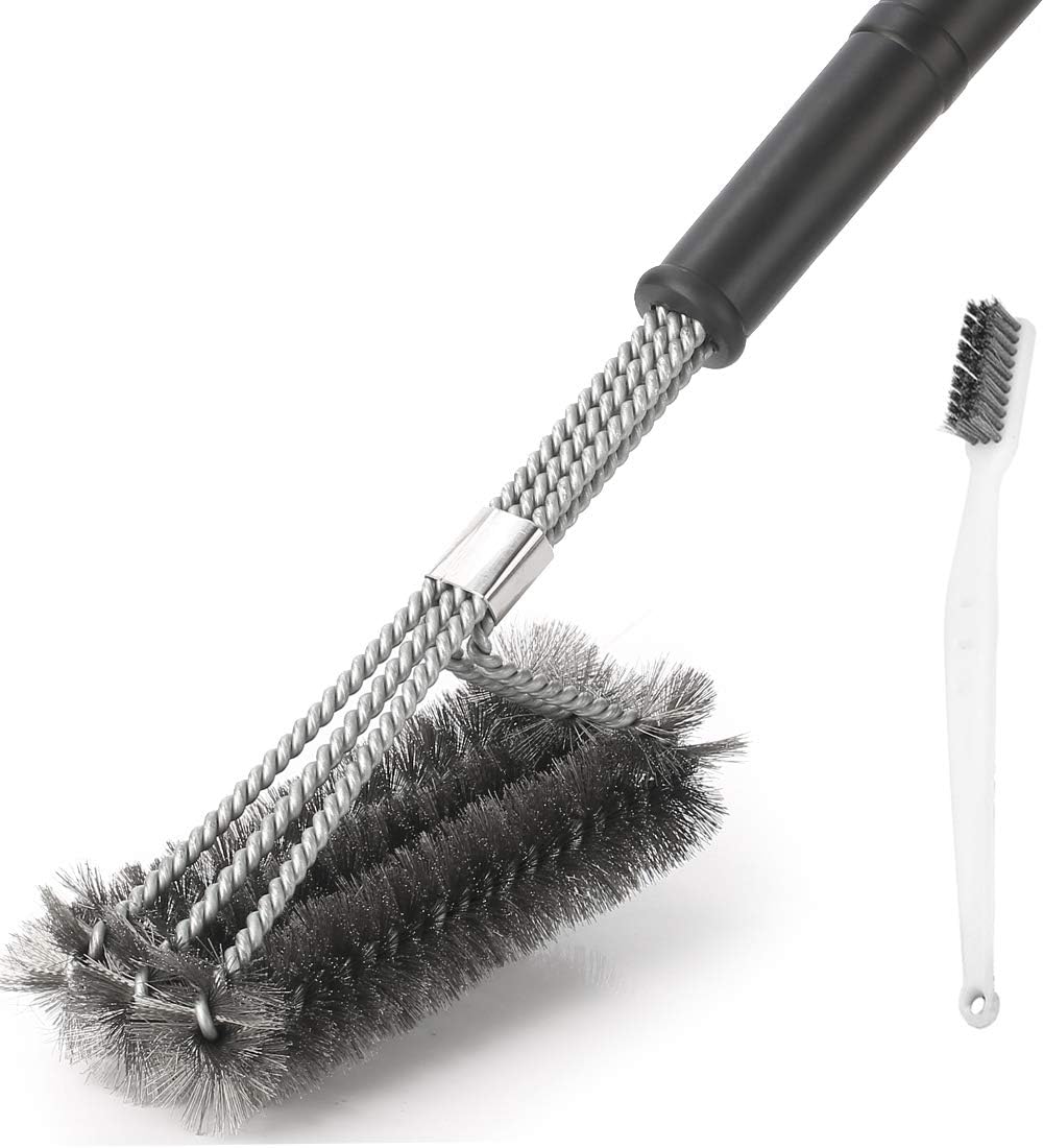 Grill Brush Cleaner Best BBQ Wire Bristles Brush 18 inch Stainless Steel Barbecue Grill Cleaning Brush 3 in 1 Barbecue Tools for Heavy Duty Grill Cleaner Best Barbecue Brushes(Black) (Black1)