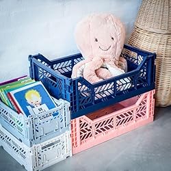 AYKASA Collapsible Storage Bins, Plastic Crate for