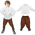 Prebene Boys Medieval Pirate Set Shirt & Ankle Pants Kids Renaissance Halloween Costume Scottish Jacobite Tops and Trousers