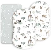Ultra Soft Fitted Bassinet Sheets 3 Pack, Universal Fitted for.Baby Cradle Moses Basket Oval Rectangle Mattress Safe and Snug, Stylish Bassinet Mattress Sheets for Baby, Cute Animals Print