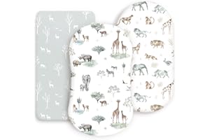 Ultra Soft Fitted Bassinet Sheets 3 Pack, Universal Fitted for.Baby Cradle Moses Basket Oval Rectangle Mattress Safe and Snug