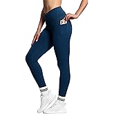 THE GYM PEOPLE Women's V Cross Waist Workout Leggings Tummy Control Running Yoga Pants with Pockets