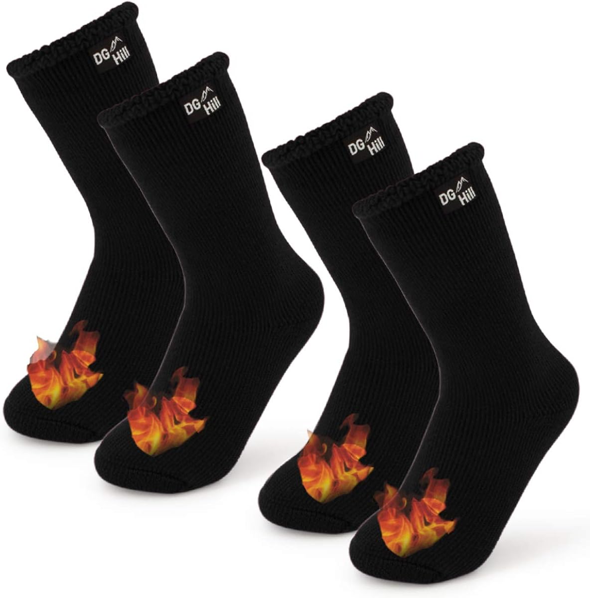 2 Pairs of Thermal Socks For Kids, Thick Heat Trapping Insulated Heated Boot Socks Pack Warm Winter Crew For Cold Weather: Clothing