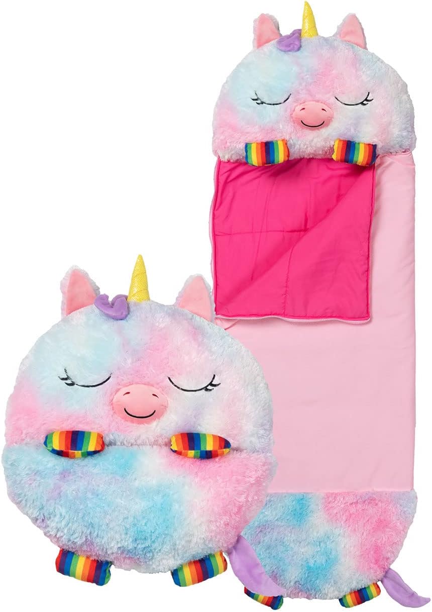 Happy Nappers Rainbow Unicorn Kids Sleeping Bag & Plush Toy - Ages 3-6