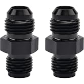 EVIL ENERGY 6AN Male to 1/2 x 20 Inverted Flare Thread Fitting Adapter 2Pcs | 9/16 x 18 UNF, 1500 PSI, 6061-T6 Aluminum, 37&deg; Flare Seal, Black