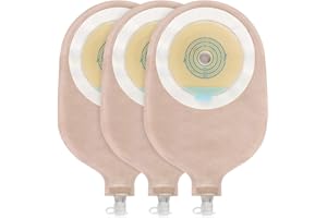 Carbou 15PCS One-Piece Urostomy Bag Drainable Pouches with Measure Card,Cutting Tool for Colostomy Ileostomy Stoma Care, Cut-to-Fit