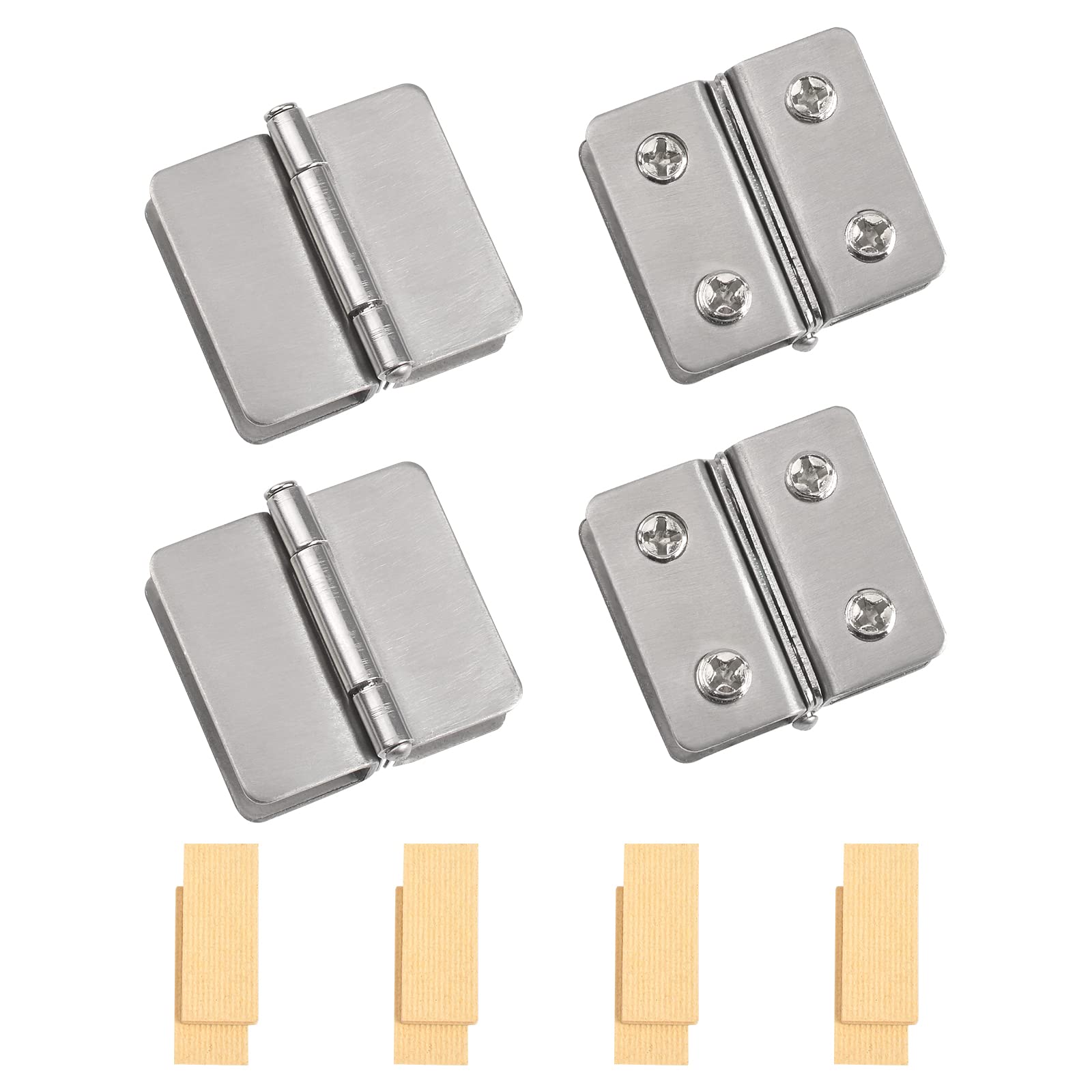 INCREWAY Adjustable Double-Sided Cabinet Hinge, 4 Pcs Stainless Steel Glass Clamp for Bathroom, Shower Glass Door & Cupboard Furniture Fittings, Adaptive 5-6mm épaisseur de verre