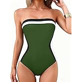 DaiLiWei Women One Piece Swimsuit Strapless Bandeau Bathing Suits Tummy Control Slimming Shapewear Swim Suits Halter Swimwear