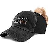 Speedy Pros Ponytail Cap Women's Baseball Hat Embroidered Basset Hound Mom Mama Dog Griffon Cotton