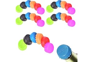 JUNRU 30PCS Silicone Bottle Caps, Multicolor Keep Fresh Reusable Soft Stopper for Home Brewing, Soft Drink, Soda Bottle