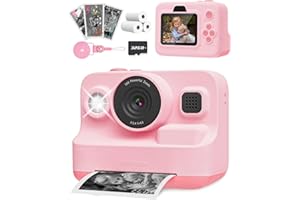 Anchioo Instant Print Camera for Kids, 2.4 Inch Screen Camera with 3 Print Paper, Birthday Gift for Girls Boys Age 3-12, 1080P Instant Camera Toys for 3 4 5 6 7 8 Year Old - Pink