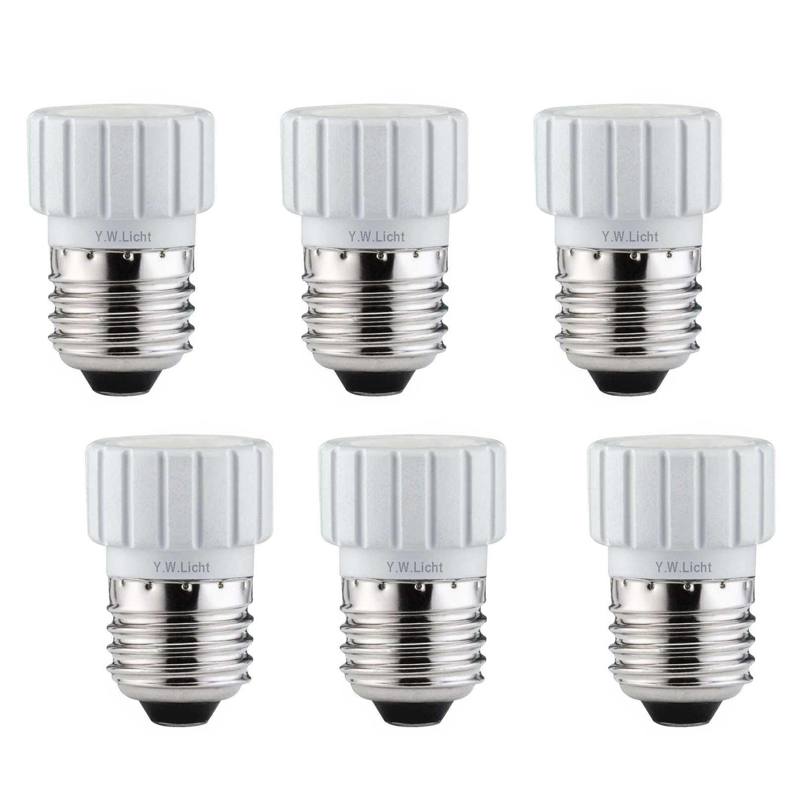 Y.W.Licht E27 to GU10 Socket Converter Edison Screw E27 to GU10 Socket Lamp Holder Adapter for LED Bulbs Halogen CFL Lamps 0-250V Max 60W Heat Resistant Ceramic Base Ultra Slim Adapter Lamp Set of 6