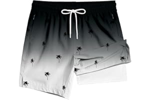 TENGINE Men's Swim Trunk 5" with Compression Liner 5 Inch Quick Dry Board Shorts Zipper Pocket