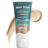Happy Ocean SPF 45 Tinted Mineral Sunscreen with Non-Nano Zinc Oxide for Face and Body, Fragrance Free, Reef Safe Biodegradable Sunscreen, Tinted Mineral Moisturizer, Water Resistant, 2.5 Fl oz
