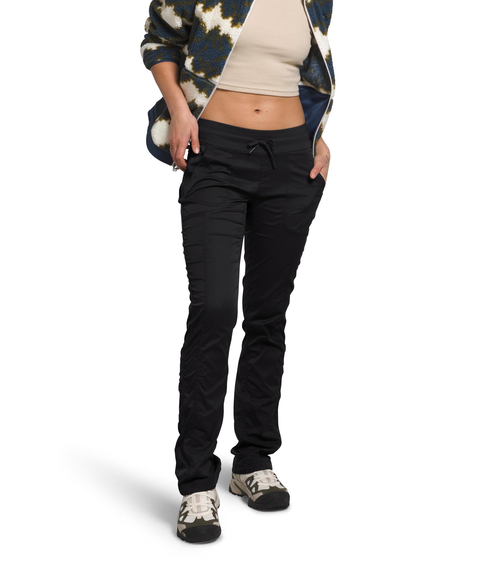 The North Face Women's Aphrodite 2.0 Pant | Moisture Wicking Hiking Pants, Water Repellent, UPF 40+, Rib Knit Waistband, Drawcord Leg Openings, TNF Black-NPF, XX-Large Short Image