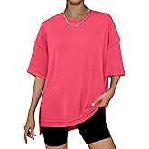 RUBZOOF Women's Oversized T Shirts Short Sleeve Side Split Tops Casual Shirts Tunic Maternity Mama Clothes