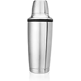 Innovine Double Walled Stainless Steel Cocktail Shaker, Includes Citrus Reamer, Jigger Cap, and Built-in Strainer for Cold Brew Cocktails, Margarita, Espresso Martini Shaker, Home Bar Gifts, Set of 1