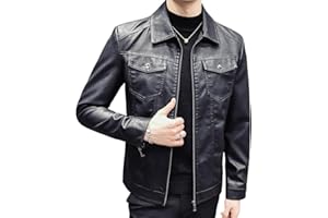 Womleys Mens Casual Stand Collar Slim Fit Faux Leather Jacket Biker Motorcycle Jacket