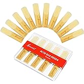 Sovvid 10 Pack Professional Alto Saxophone Reeds with Plastic Box, Strength 2.5 Alto Sax Reeds, Laser Engraved Marking & Thin