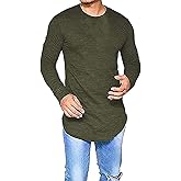 LIWEIKE Mens Hipster Hip Hop Longline Crewneck T-Shirt