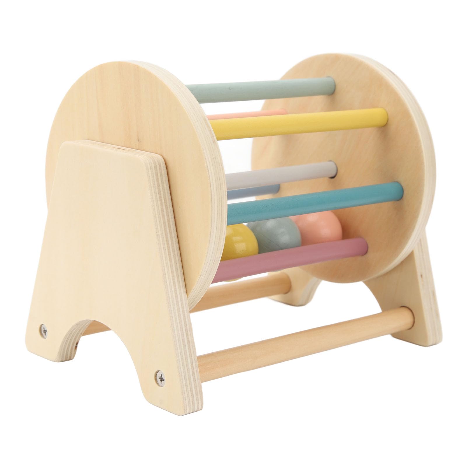 Fdit Premium Basswood Wooden Rattle Rolling for Toddler, Logic Thinking Toy for Hand Eye Coordination, Safe Material Cylinder Toy for Parent Kid Interaction