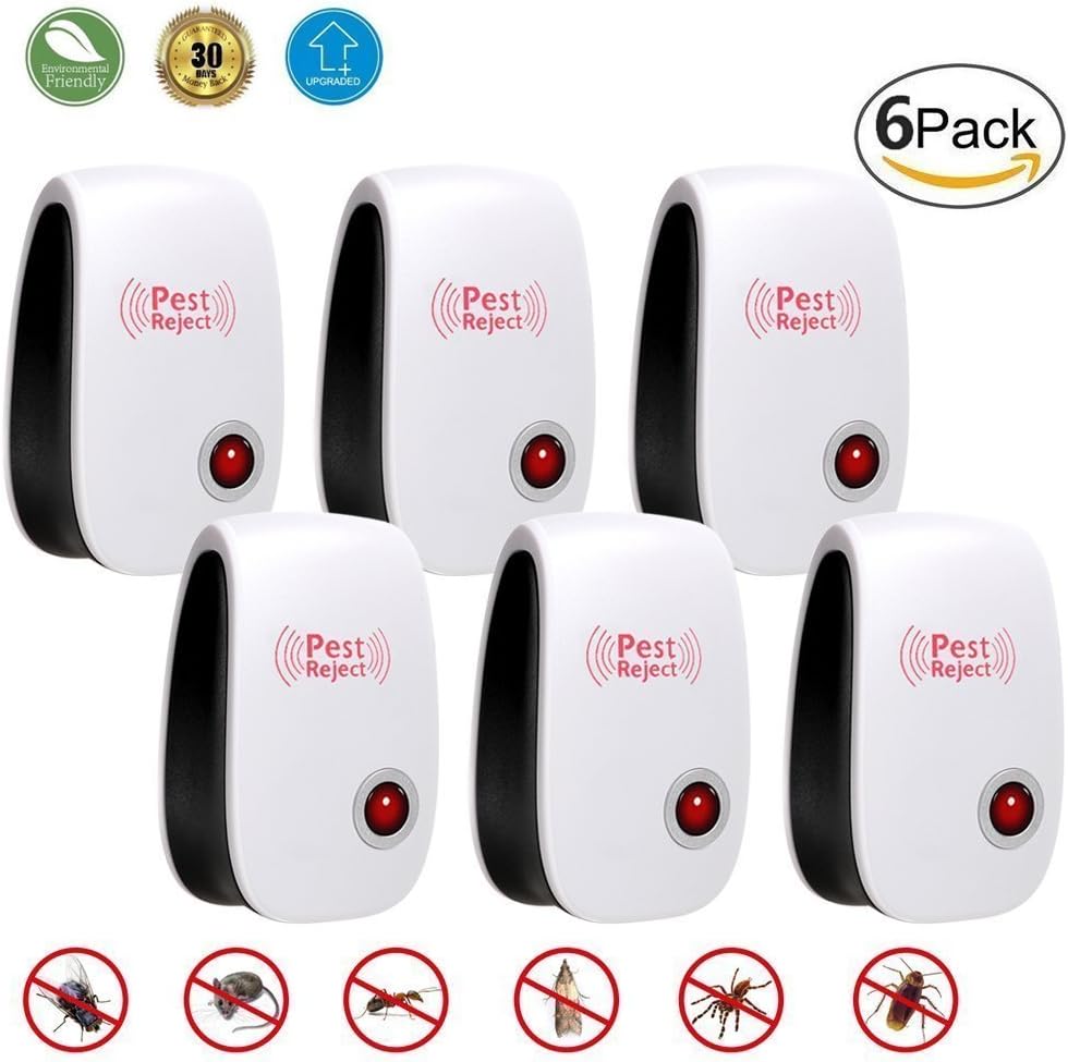 Ultrasonic Pest Repeller, DRACKO 6 Pack- Home Ultrasonic Pest Control Repeller - Electronic Plug In Insect Repellent for Mosquitos, Mice, Cockroaches, Rats, Bugs, Spiders, Ants, and Flies