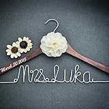 Personalized Bridal Dress Hanger Bridal Shower Gift, Custom Rustic Wedding Hanger, Bride Bridesmaid Maid of Honor Name Hanger