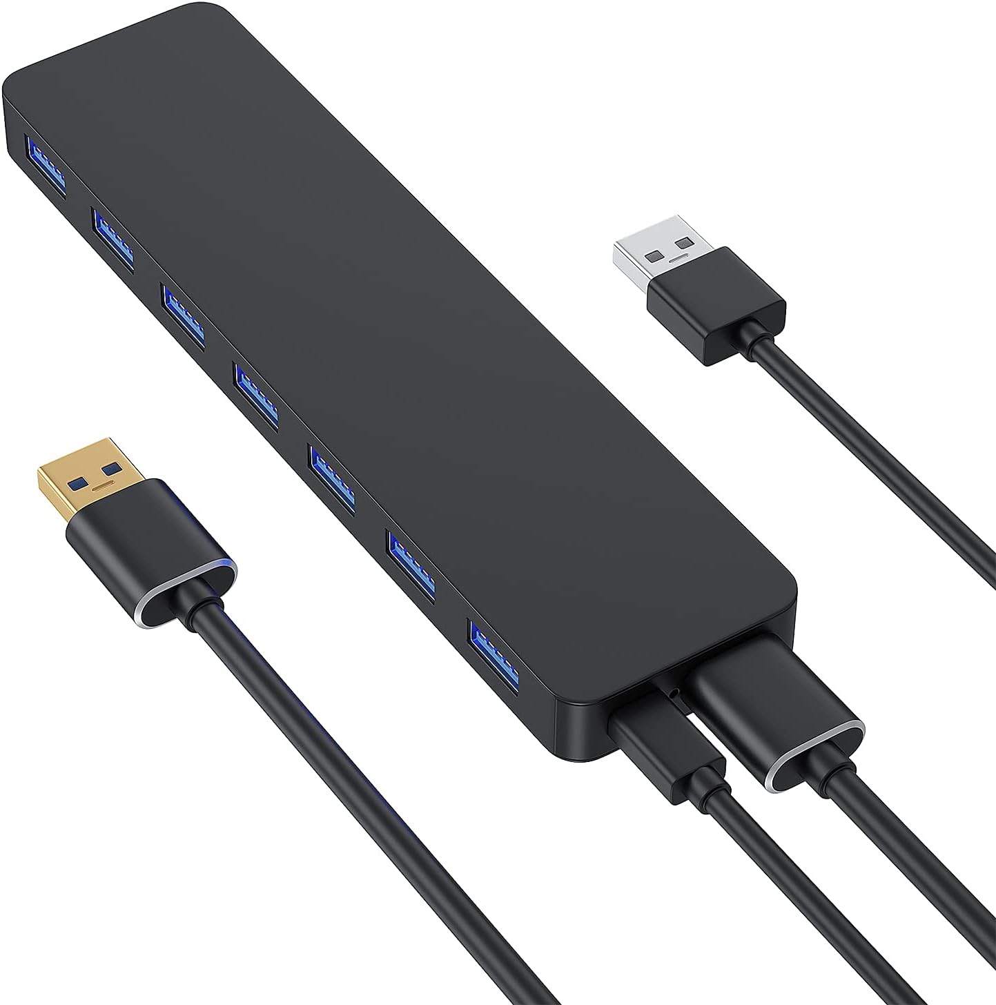 GIKERSY 7-Port USB 3.0 Hub, USB Port Docking Station, Super Speed ​​up to 5Gbps Data Hub for MacBook Air, MacBook Pro, MacBook, iMac, Windows Laptops, PS4, PCs and Other USB Devices (Black)