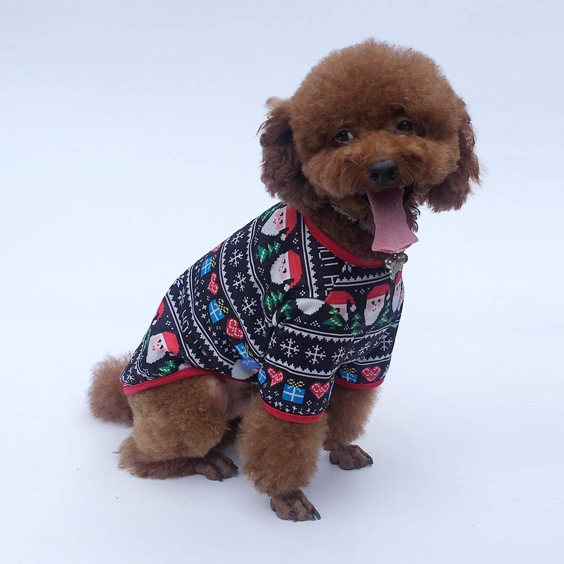 N / A Pet Christmas Clothes, Dog Christmas Clothes Dog Xmas Warm T-Shirt Costumes for Puppy Small Dogs Cat (L, Navy Blue) - Image 3