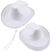 SGBETTER 6 Pack White Cowboy Hat Felt Western Hat Wide Brim Cowboy Cowgirl Hat for Adult Bachelor Party Costume Accessories