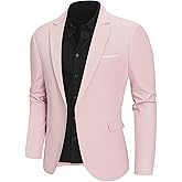 Hihawk One Button Men's Linen Blazer, Slim Fit Casual Suit Jacket, Daily Lightweight Sport Coat