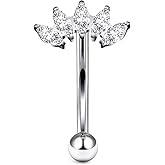 Rmsnxnnz 16G Astm F136 Titanium Eyebrow Piercing Jewelry Curved Barbell Eyebrow Ring Vertical Labret Lip Jewelry Daith Rook Earrings Navel Small Belly Button Ring Piercing Jewelry for Women Men CZ