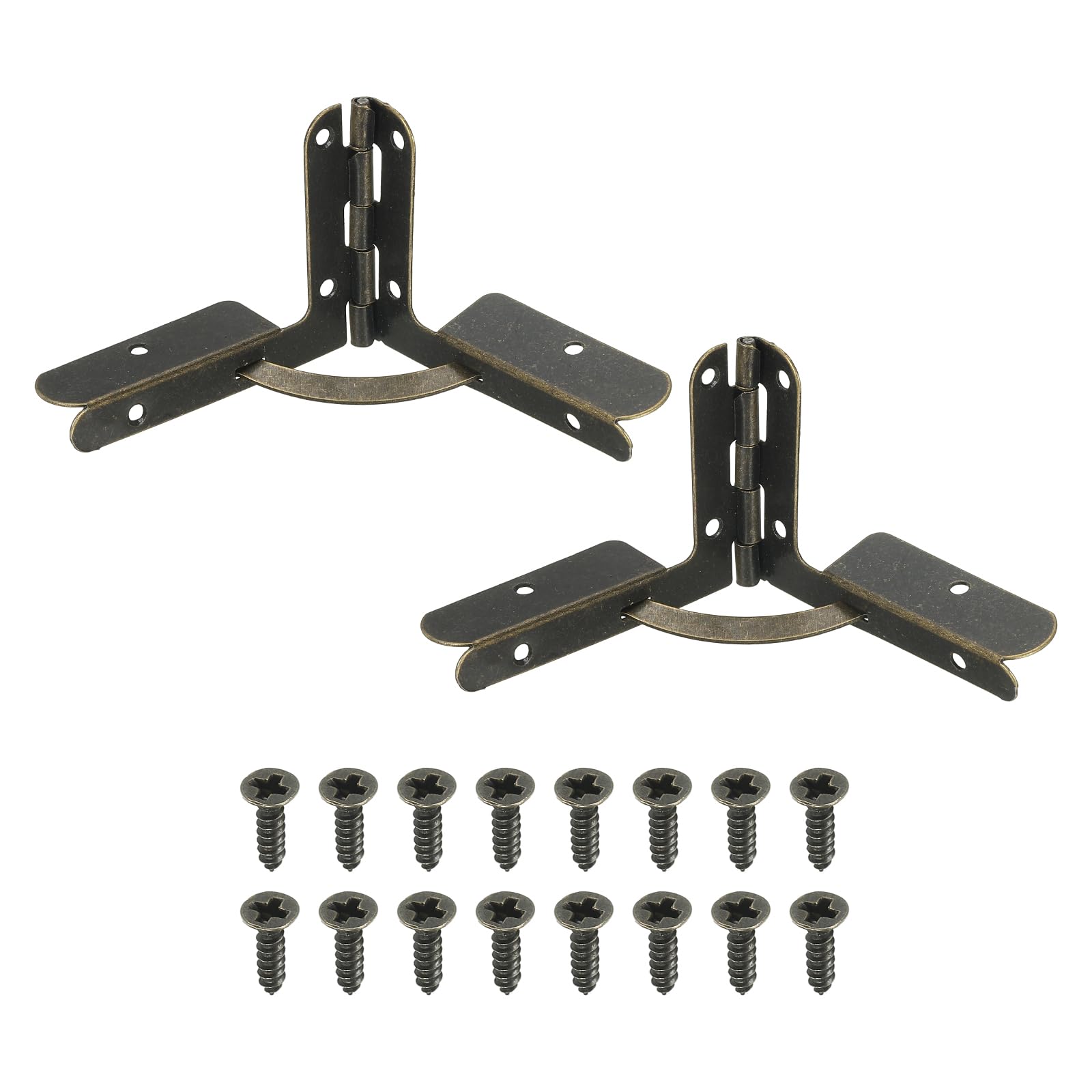 PATIKIL 90 Degree Folding Support Hinge 1.6" x 2.1", 2 Pack Furniture Box Hinges with Screws for Jewelry Wine Cabinet Wooden Box Drawer, Brown