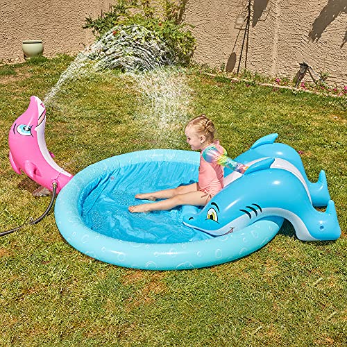 Inflatable Sprinkler Kiddie Pool with Slide, Sprinkler Pool Play Center