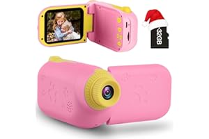 GKTZ Toys for Girls Age 3-10, Kids Video Camera Digital Camcorder Birthday Gifts for 3 4 5 6 7 8 9 Year Old Girl with 32GB SD Card - Pink