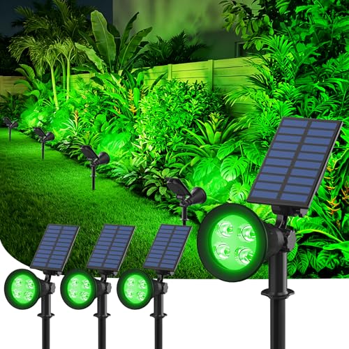 T-SUNUS Gartenstrahler Solar, 4 LED Solarstrahler für Außen mit 2 Helligkeitsmodi, Auto ON/OFF, IP65 Wasserdicht Solarlampen Gartenleuchte für Baum Ya