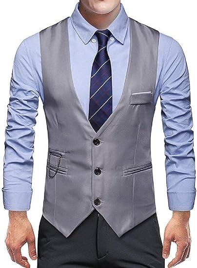 Amazon Maweisong メンズ ベスト フォーマル カジュアル ビジネス ノースリーブ ソリッド スリム フィット ウエストコート ビジネス ドレス スーツ ベスト Grey Medium ベスト 通販