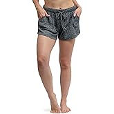 Hello Mello CuddleBlend Women’s Lounge Shorts Lightweight Pajama Rib Knit Bottom Elastic Waistband with Side Pockets