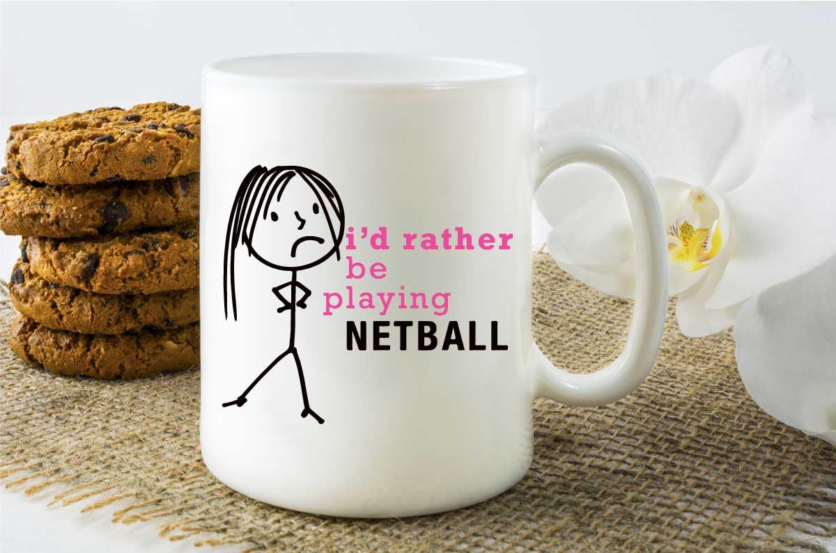 60 Second Makeover Limited Ladies I'd Rather Be Playing Netball Mug Netball Gifts for Women 11oz Ceramic Coffee Cup Team Player Hobby Mug Sports Present Dishwasher Safe Microwave Safe